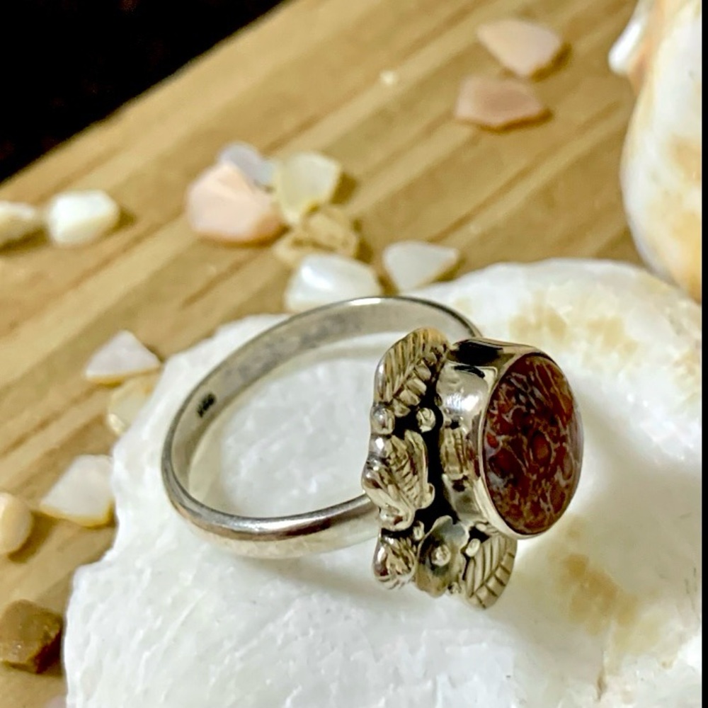 75-Million-Year-Old Dinosaur Bone Fossil Sterling Silver Ring - Picture 4 of 8